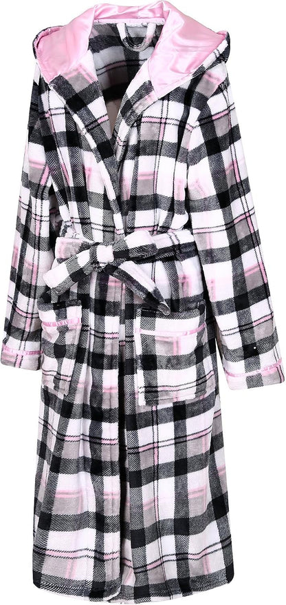 Women's Plush Fleece Bathrobe, Soft Warm Cozy Robe, Long Sleeve Bath Robe for Women, RH1591