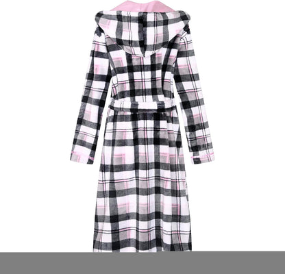 Women's Plush Fleece Bathrobe, Soft Warm Cozy Robe, Long Sleeve Bath Robe for Women, RH1591
