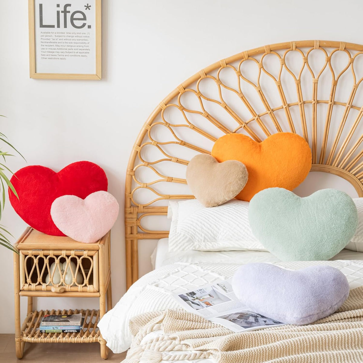 Heart Pillow, Heart Shaped Pillow for Bed Couch, Soft Decorative Heart Throw Pillow, Cute Decorate Pillows, Heart Pillows for Bedroom Living Room (Pink, Mini 12.9"x9.8")