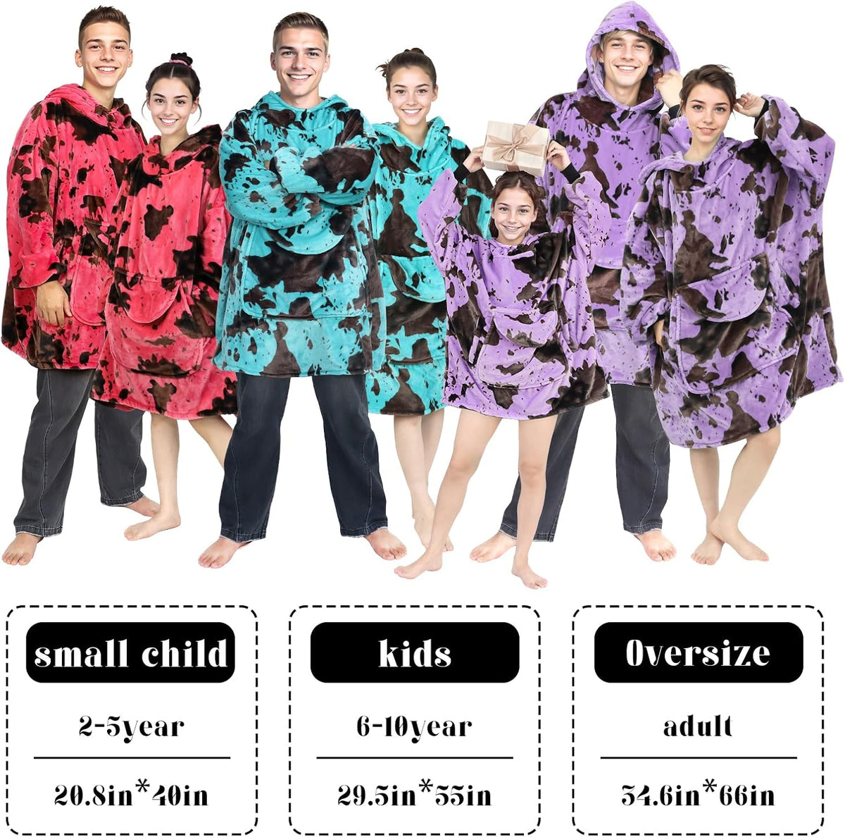 Pink Blanket Hoodie for Women & Teen Girls - Adult Wearable Hooded Blanket Sweatshirt with Giant Pocket, Cozy Fleece Plush Gifts for Women Girls Birthday