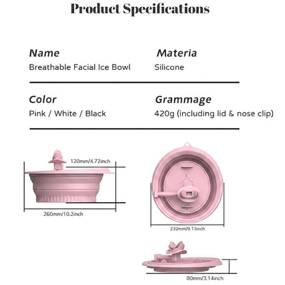 Face Ice Bath Bowl with Ice Tray & Breathable Hose, Foldable Silicone Pink