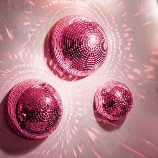 3 Pack Rose Pink Half Disco Ball Wall Decor 8/6/4 Inch