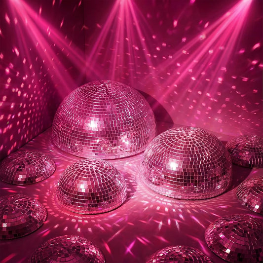3 Pack Rose Pink Half Disco Ball Wall Decor 8/6/4 Inch