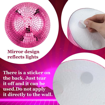 3 Pack Rose Pink Half Disco Ball Wall Decor 8/6/4 Inch