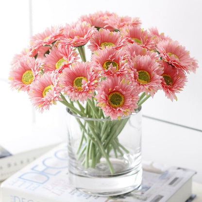 20 Pcs Artificial Daisies Flower Fake Daisy 7.8inch Faux Bouquet Silk Flower for Home Decor, Party, Wedding, and Special Event Decorations (Pink)