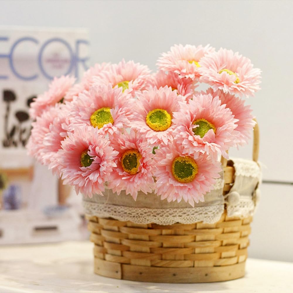 20 Pcs Artificial Daisies Flower Fake Daisy 7.8inch Faux Bouquet Silk Flower for Home Decor, Party, Wedding, and Special Event Decorations (Pink)