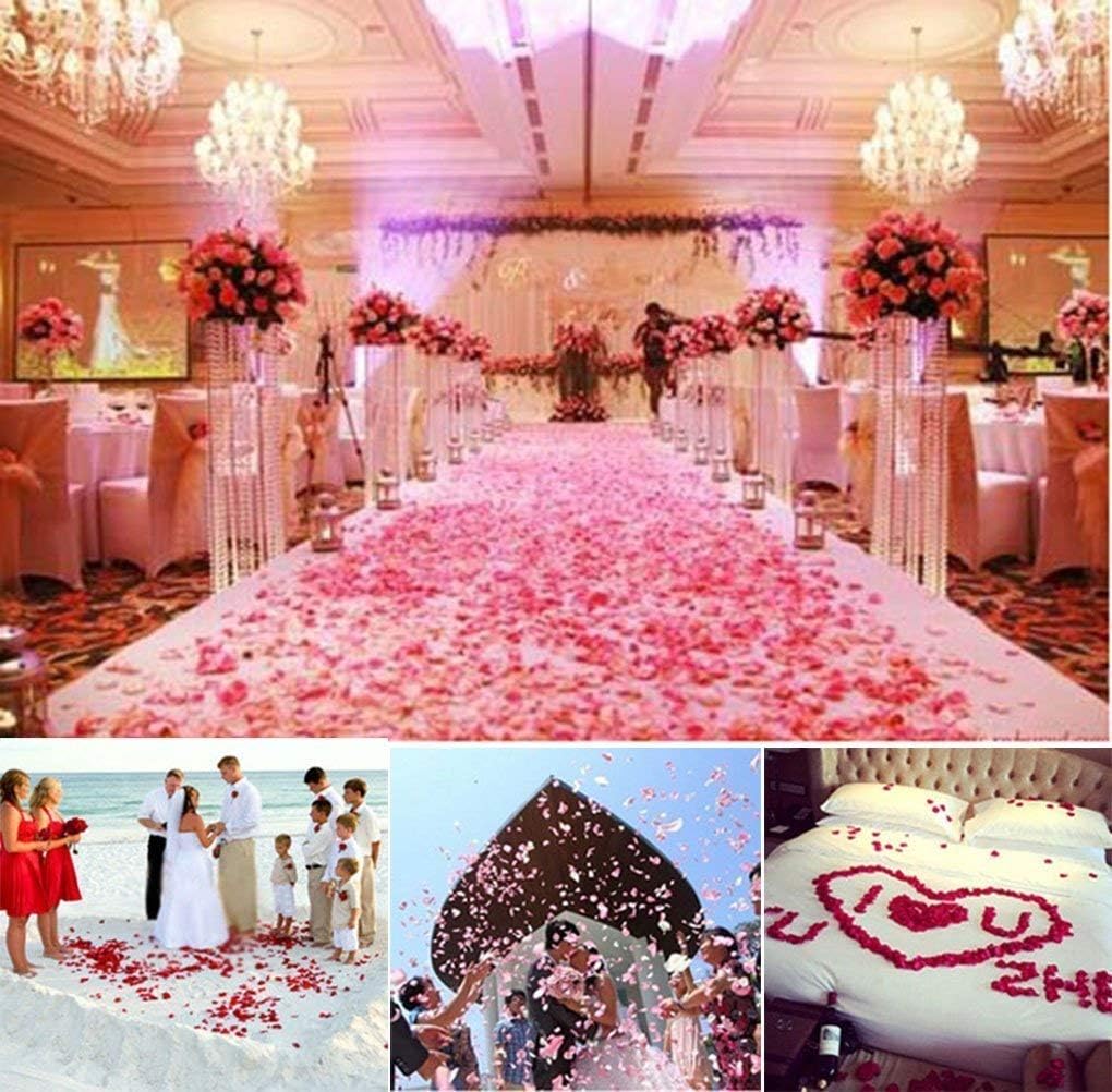 1000 Pcs Artificial Silk Rose Petals Decoration Wedding Party Color Light Pink & White
