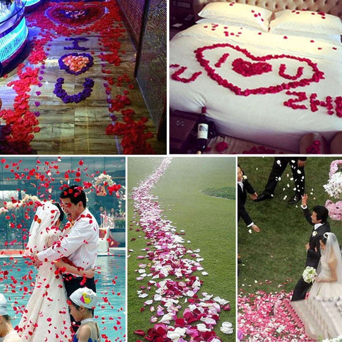1000 Pcs Artificial Silk Rose Petals Decoration Wedding Party Color Light Pink & White