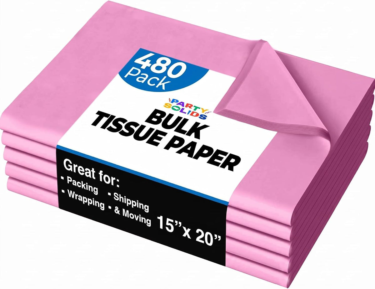 Party Solids Pink Tissue Paper for Gift Bags 15" X 20" 480 Sheets