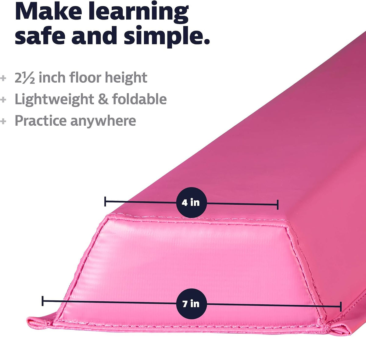 9 ft Folding Foam Balance Beam Bar, Portable Gymnastics Equipment for Gymnast, Children or Cheerleaders
