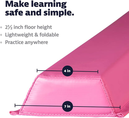 9 ft Folding Foam Balance Beam Bar, Portable Gymnastics Equipment for Gymnast, Children or Cheerleaders