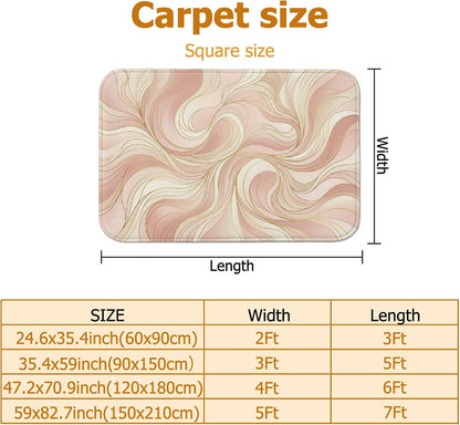 Swirls Area Rug, Modern Abstract Lines Curves None Peach Non-Slip Aesthetic Rectangle Home Floor Carpet Rugs for Living Room Bedroom Kitchen Hallway Decor 4' X 6'