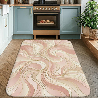 Swirls Area Rug, Modern Abstract Lines Curves None Peach Non-Slip Aesthetic Rectangle Home Floor Carpet Rugs for Living Room Bedroom Kitchen Hallway Decor 4' X 6'