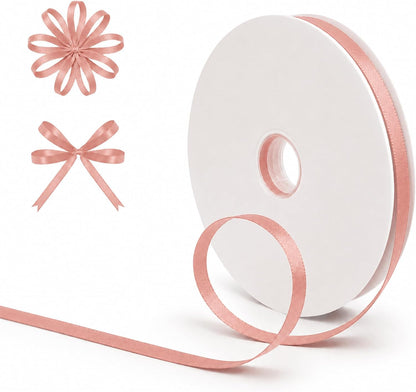 100 Yards Peach Pink Satin Ribbon 1/4 Inch Double Face Ribbon for Gift Wrapping Bouquets Crafts Wedding Decoration