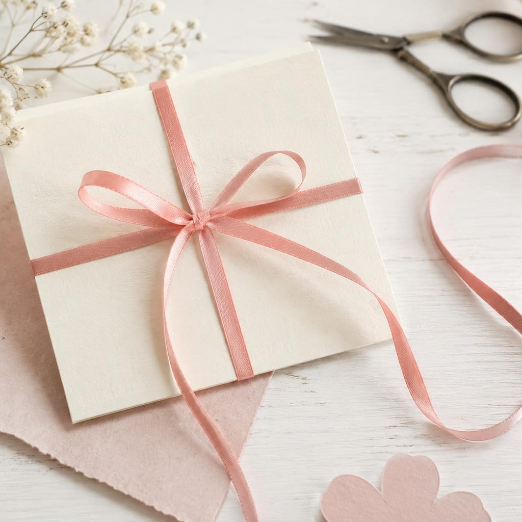 100 Yards Peach Pink Satin Ribbon 1/4 Inch Double Face Ribbon for Gift Wrapping Bouquets Crafts Wedding Decoration