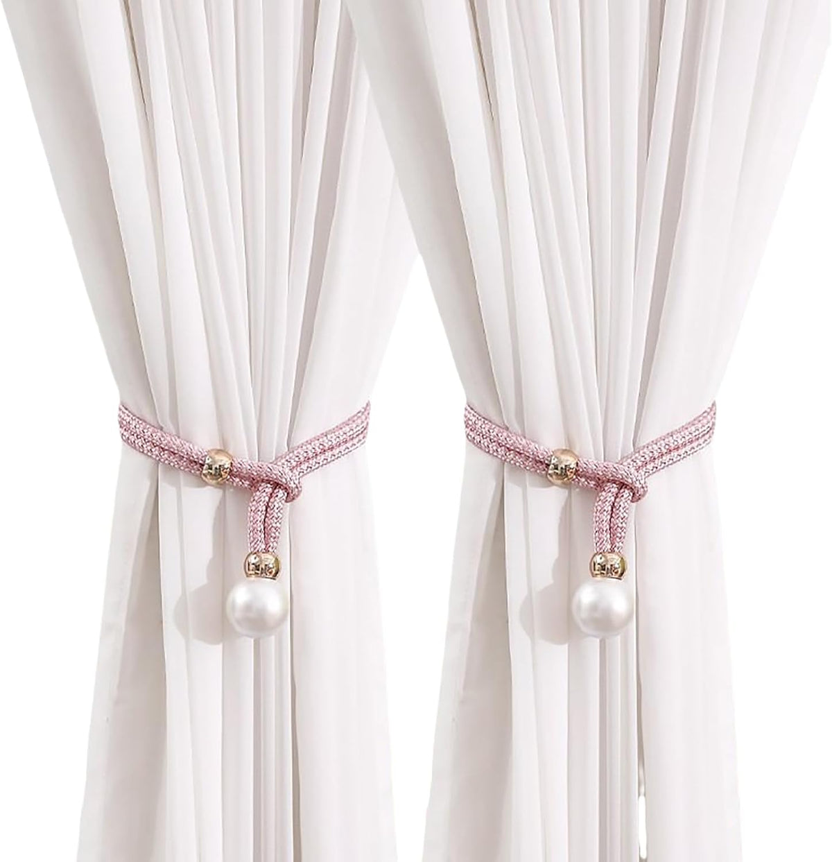 2 Pack Curtain Tiebacks Handmade Decorative Curtain Holdbacks Rope Outdoor Farmhouse Tie Backs for Curtains Curtain Holders for Drapes Home Office Hotel Decor (Pink)
