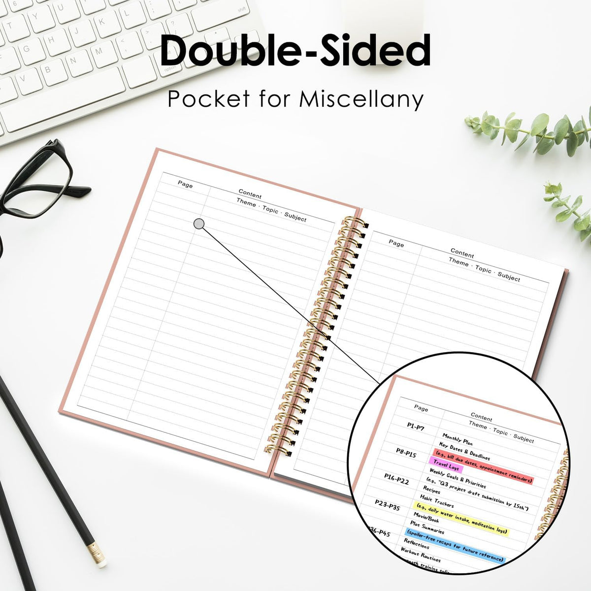 Spiral Notebook, Hardcover Notebook for School & Work, Lined Journal Notebook for Men & Women,120 Pages A5(6 “x8”) (Pink)