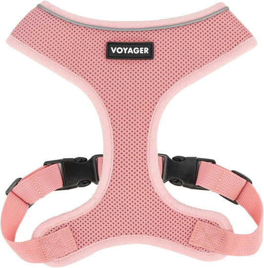 Best Pet Supplies Voyager Aerolite Over the Head Dog Harness, No Pull Breathable Air Mesh Vest, Quick Dry with Reflective Stitching, Adjustable Escape Resistant Harness - Pink, Large