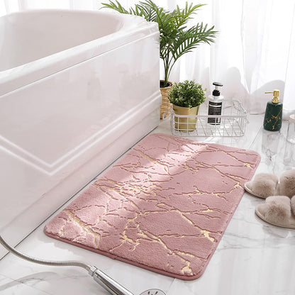 Marble Bathroom Rugs Nonslip Pink Bathroom Mats Ultra Soft Washable Bath Mats for Bathroom Floor Mats Carpet Water Absorbent Shower Rug Decoration for Kitchen Bedroom Living Room