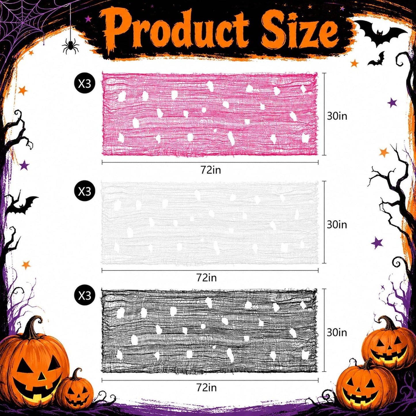 9 Pack Halloween Creepy Cloth, 72'' x 30'' Spooky Gauze Decoration