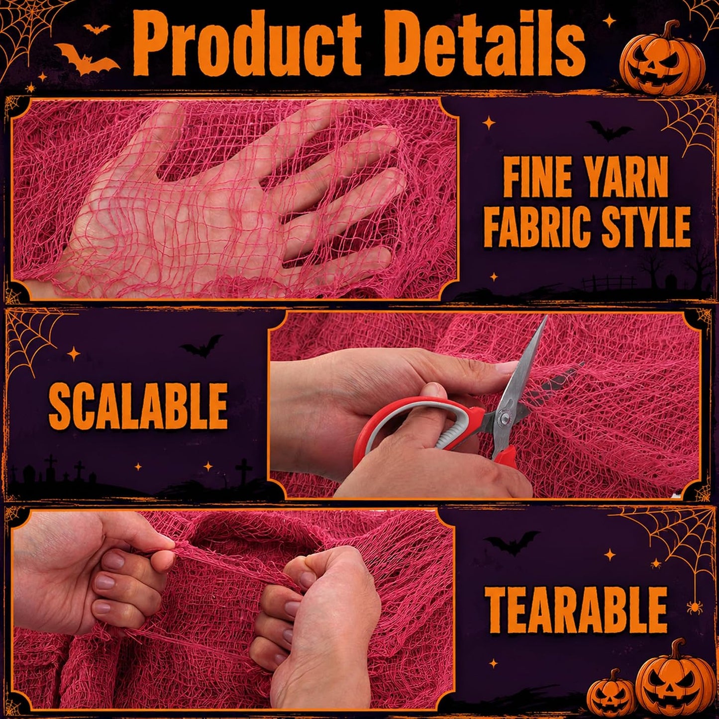 9 Pack Halloween Creepy Cloth, 72'' x 30'' Spooky Gauze Decoration