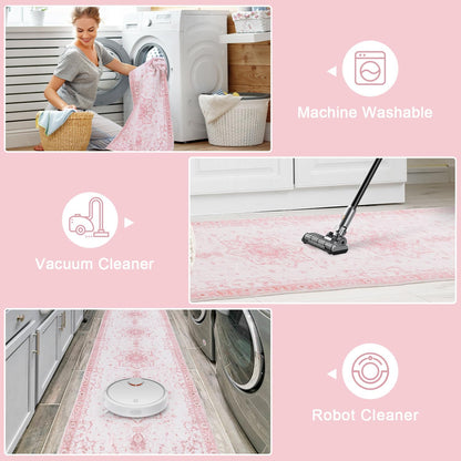 Area Rug 3x5 - Vintage Pink Honeycomb Non Slip Backing Area Rugs Soft Faux Wool Carpet Foldable & Machine Washable Rugs for Living Room Bedroom Dining Room Home Office