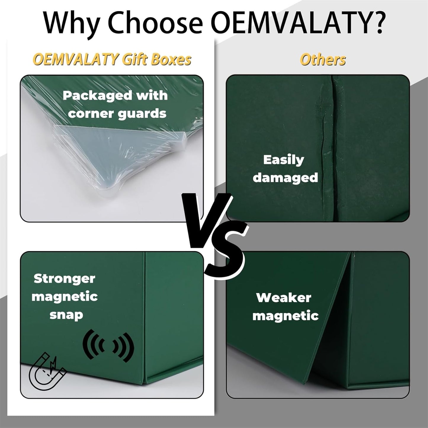 OEMVALATY Small Gift Box,6x6x3 Inches Green Gift Boxes with Lids for Presents with Magnetic Closure and Ribbon for Wedding,Birthday