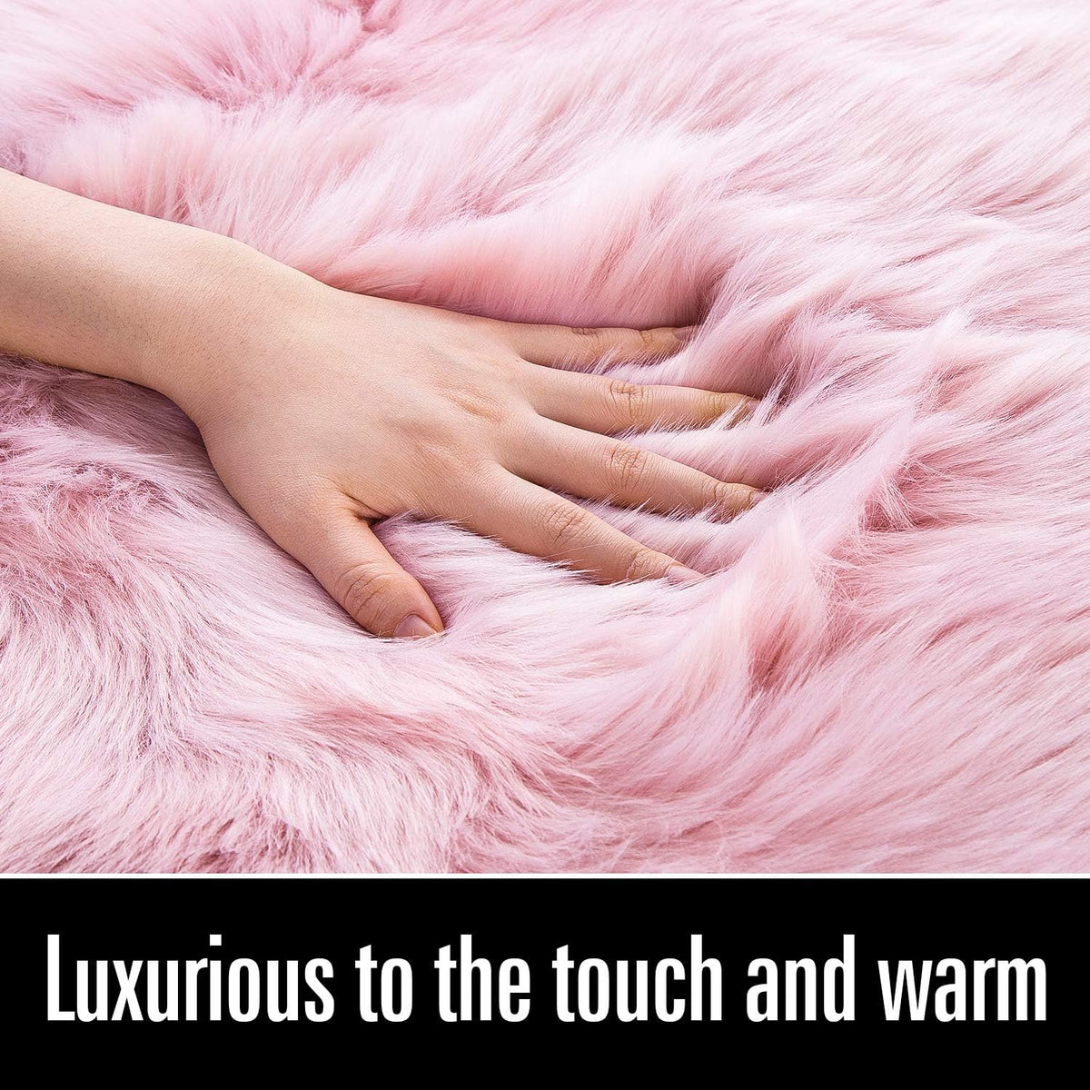 Soft Fluffy Faux Fur Rugs for Bedroom Bedside Rug 2x4 Feet, Pink