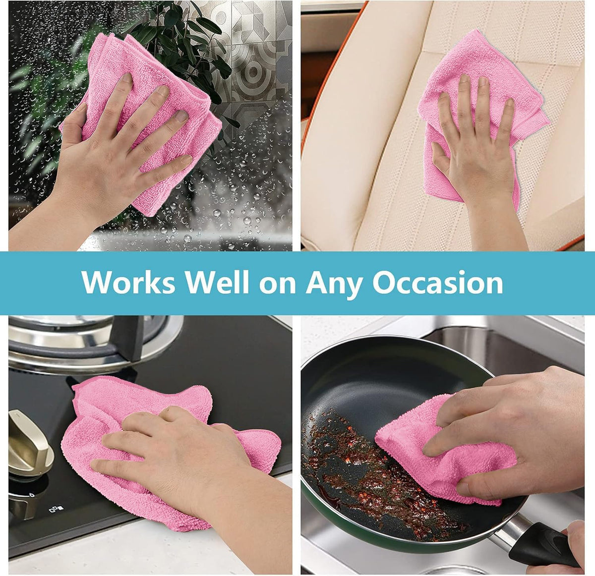 50PK Microfiber Cleaning Cloth, Cleaning Rag for Home, 11.5x11.5in