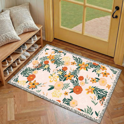 Small Pink Entryway Rugs Indoor, 2x3 French Country Floral Boho Door Mat