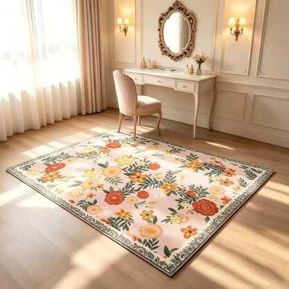Small Pink Entryway Rugs Indoor, 2x3 French Country Floral Boho Door Mat