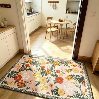 Small Pink Entryway Rugs Indoor, 2x3 French Country Floral Boho Door Mat