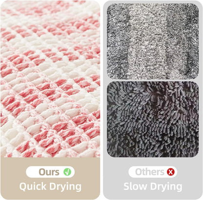 Waffle Bath Mat, Cute Bathroom Rugs Non Slip, 30x20 Pink & White
