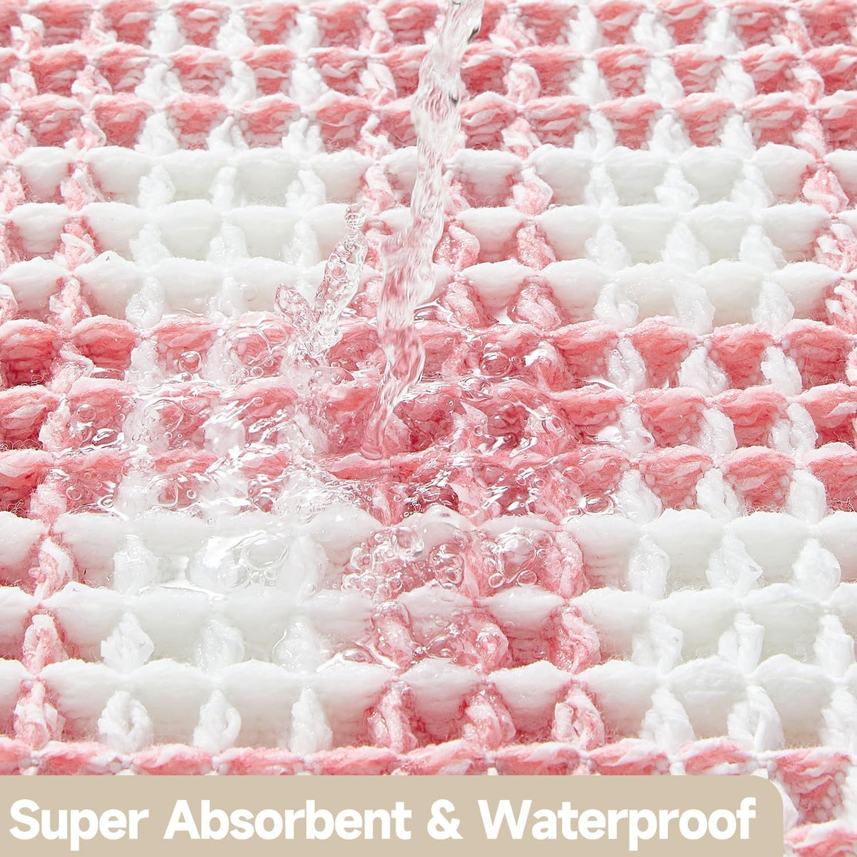 Waffle Bath Mat, Cute Bathroom Rugs Non Slip, 30x20 Pink & White