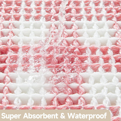 Waffle Bath Mat, Cute Bathroom Rugs Non Slip, 30x20 Pink & White