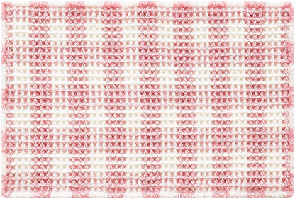 Waffle Bath Mat, Cute Bathroom Rugs Non Slip, 30x20 Pink & White