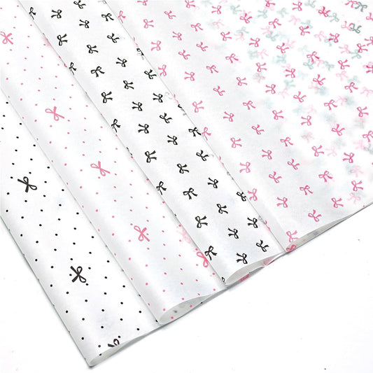 60 Sheets Black & Pink Bow Tissue Paper Bulk Wrapping Tissue Paper for Gift Bags Crafts, Pretty Art Packing Supplies for Birthdays, Weddings, Bridal Shower, Holiday Decor, 20x14in