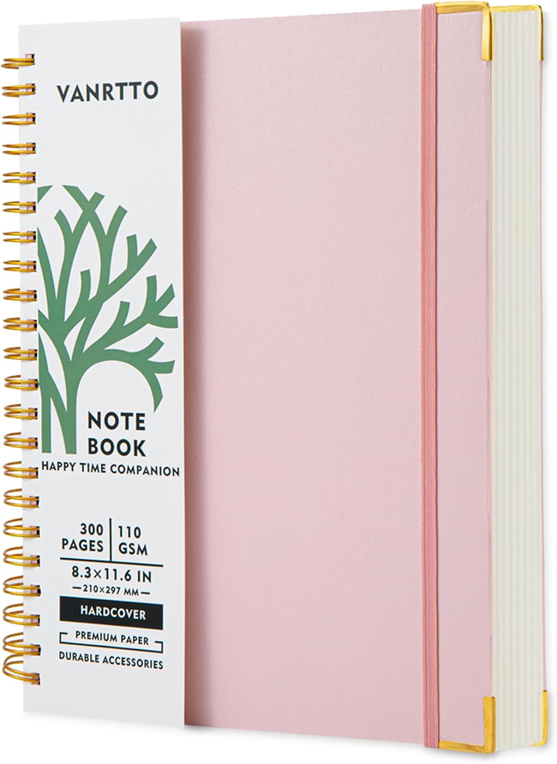 VANRTTO Hardcover Spiral Notebook 8.5x11 IN Notebooks College Ruled Pink