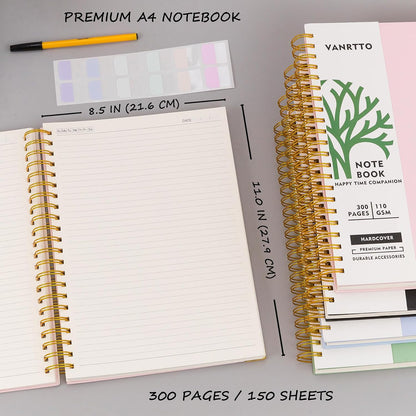 VANRTTO Hardcover Spiral Notebook 8.5x11 IN Notebooks College Ruled Pink