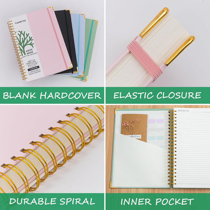 VANRTTO Hardcover Spiral Notebook 8.5x11 IN Notebooks College Ruled Pink