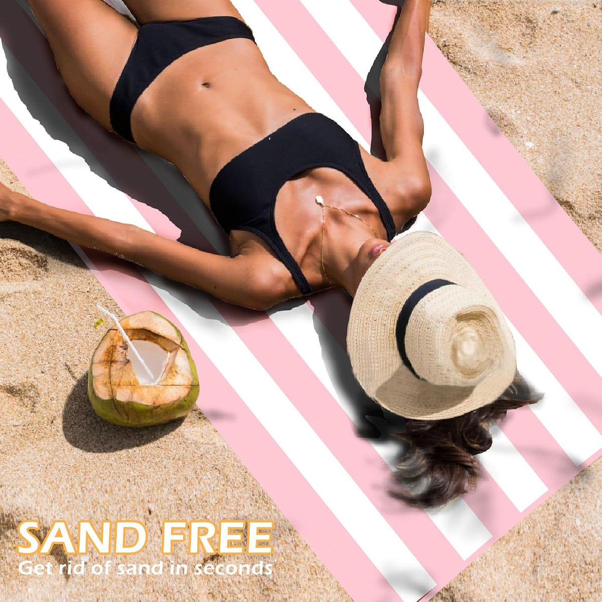 2 Pack Microfiber Beach Towel, Quick Dry Travel Towel Large Sand Free Towel for Beach, Camping, Swim Pool, Gym, Sports& Yoga 71"x32", Stripe Navy & Pink