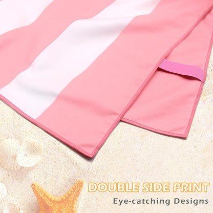 2 Pack Microfiber Beach Towel, Quick Dry Travel Towel Large Sand Free Towel for Beach, Camping, Swim Pool, Gym, Sports& Yoga 71"x32", Stripe Navy & Pink