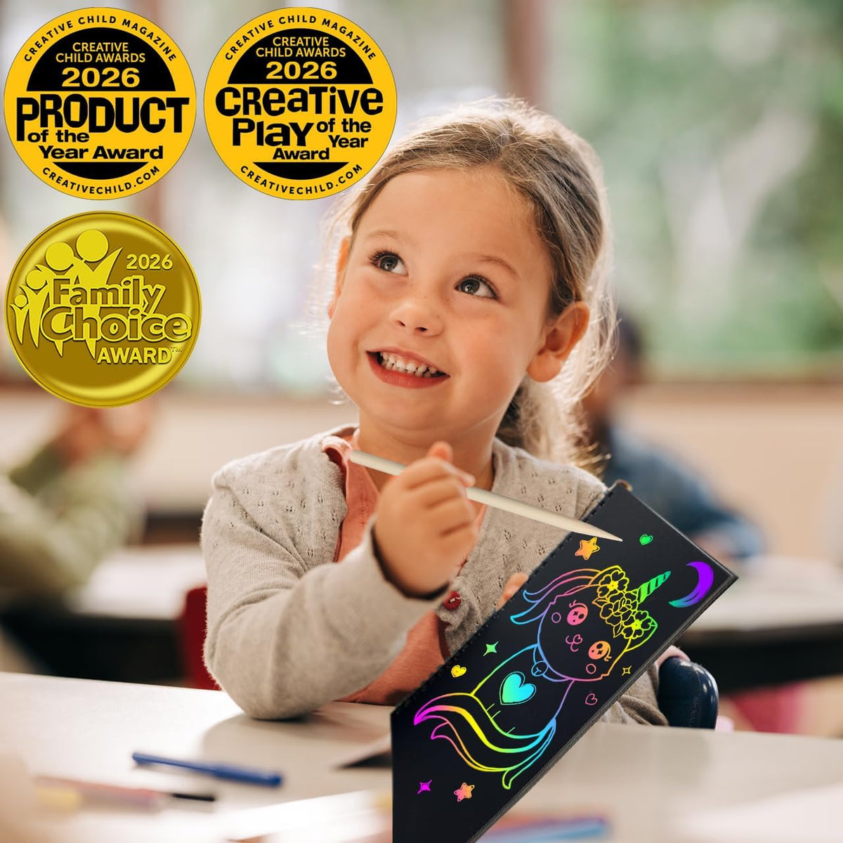 Scratch Paper Art-Crafts Gift: 2 Pack Rainbow Notebooks Supplies Toys