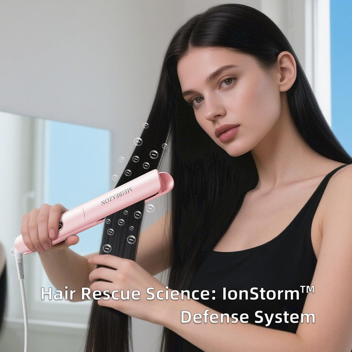 Flat Iron Hair Straightener and Curler 2 in 1, Professional 3D Floating Ceramic Plates with Dual Voltage, Negative Ion, LED Display & Auto Shut-Off for Smooth, Shiny, Frizz-Free Hair