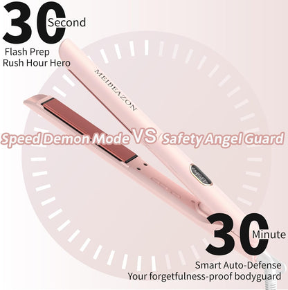 Flat Iron Hair Straightener and Curler 2 in 1, Professional 3D Floating Ceramic Plates with Dual Voltage, Negative Ion, LED Display & Auto Shut-Off for Smooth, Shiny, Frizz-Free Hair