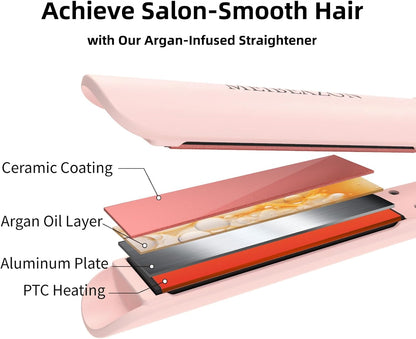 Flat Iron Hair Straightener and Curler 2 in 1, Professional 3D Floating Ceramic Plates with Dual Voltage, Negative Ion, LED Display & Auto Shut-Off for Smooth, Shiny, Frizz-Free Hair