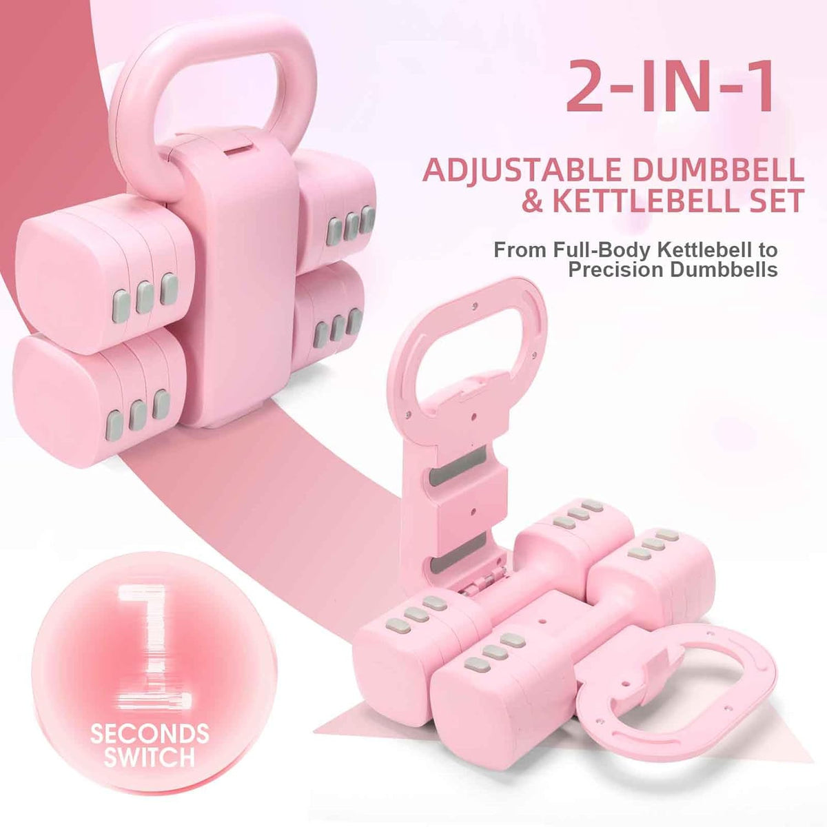 Adjustable 2-in-1 Convertible Kettlebell & Dumbbells