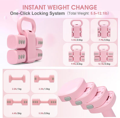 Adjustable 2-in-1 Convertible Kettlebell & Dumbbells
