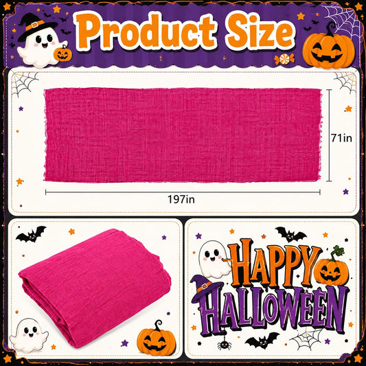 197"x71" Pink Halloween Scary Gauze, Spooky Cloth Party Decoration