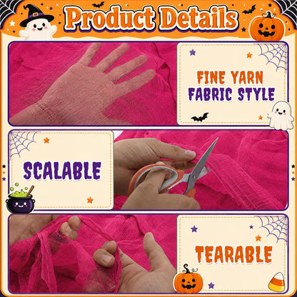 197"x71" Pink Halloween Scary Gauze, Spooky Cloth Party Decoration